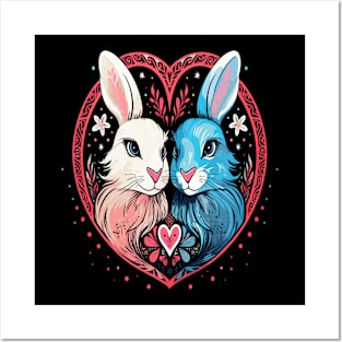 Arctic Hare Couple Valentine Posters and Art